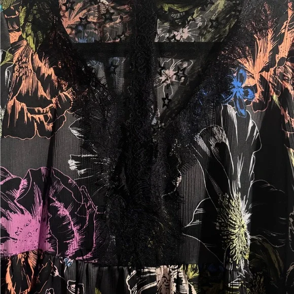 Guess Pink and Black A-line Dress with Mock Neck - Picture 3 of 4